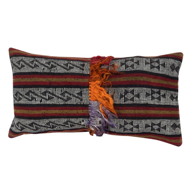 Traditional 16"x28" SET OF 2 - Handmade Kilim Cushion Covers. A pair of Lumbar Pillow Covers For Sale - Image 3 of 4