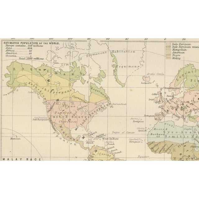 Paper Antique Charts of the World Physical, 1884 For Sale - Image 7 of 13