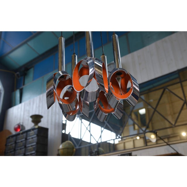 Chrome Metal Cascade Pendant Light from Massive Lighting, 1960s, in Very Good conditions. Designed 1960 to 1969 This piece...