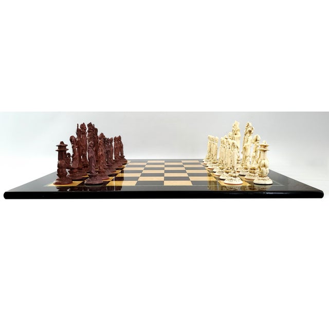 Vintage Marquetry Chess Set With Chinese Figurines For Sale - Image 12 of 15