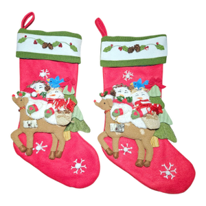 Set of 2 Vintage Festive Christmas Stockings