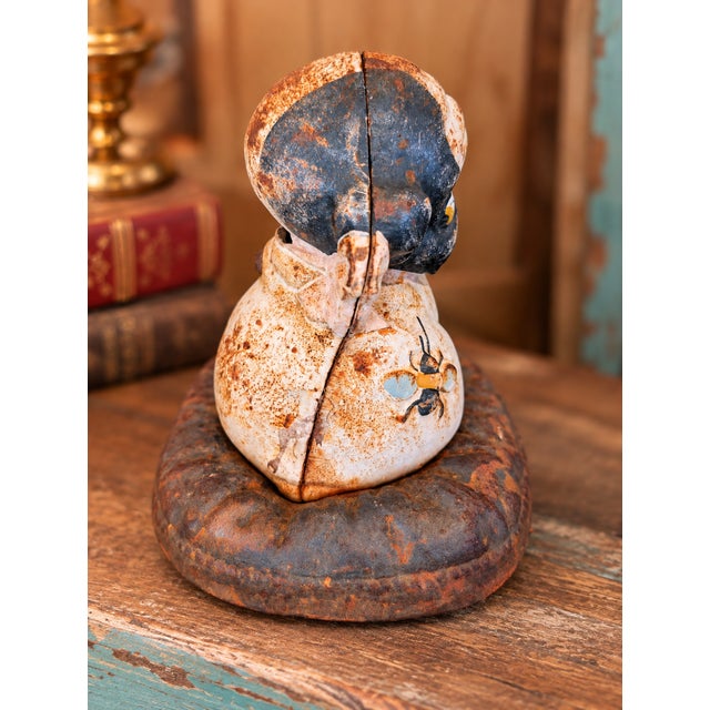 Antique Cast Iron Puppo Dog Bank | Attributed to Hubley | Early 20th Century Design Charming antique-style cast iron Puppo...