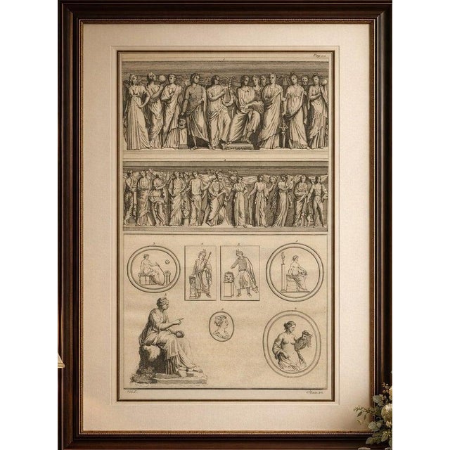 Montfaucon, Large Classical Relief with Female Figures, 1721, Engraving For Sale