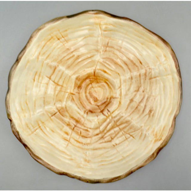 A rare, naturalistic Mid-Century French trompe l'oeil (French for fool the eye) faux bois oyster plate. It is a wonderful...