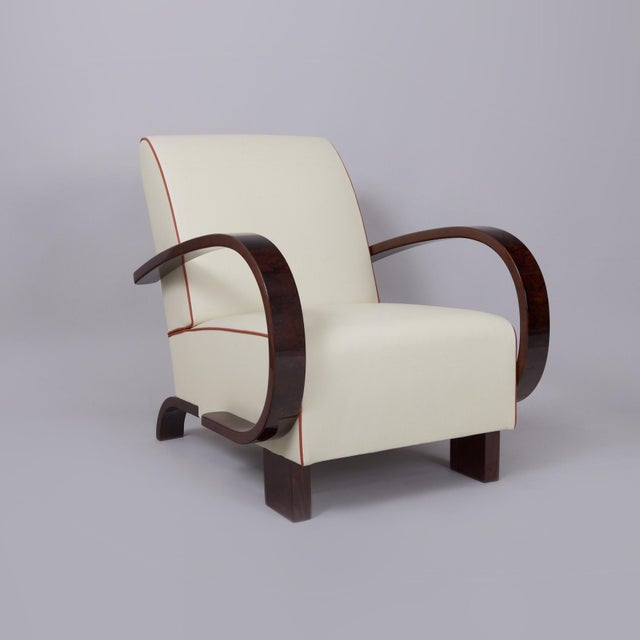 Textile Art Deco Armchair in Walnut, Czech, 1930s For Sale - Image 7 of 13