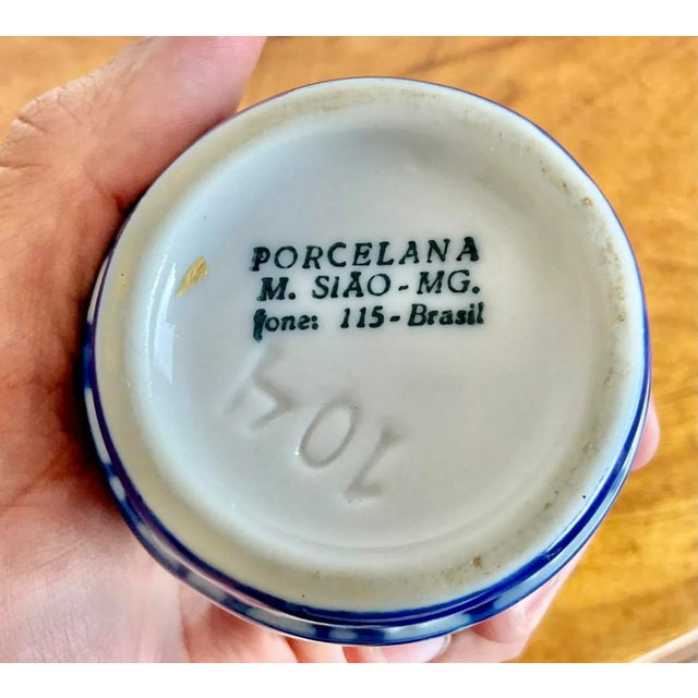 Ceramic Set of Four Vintage 1980s Porcelain Lidded Canisters Hand-Made and Painted in Brazil For Sale - Image 7 of 12