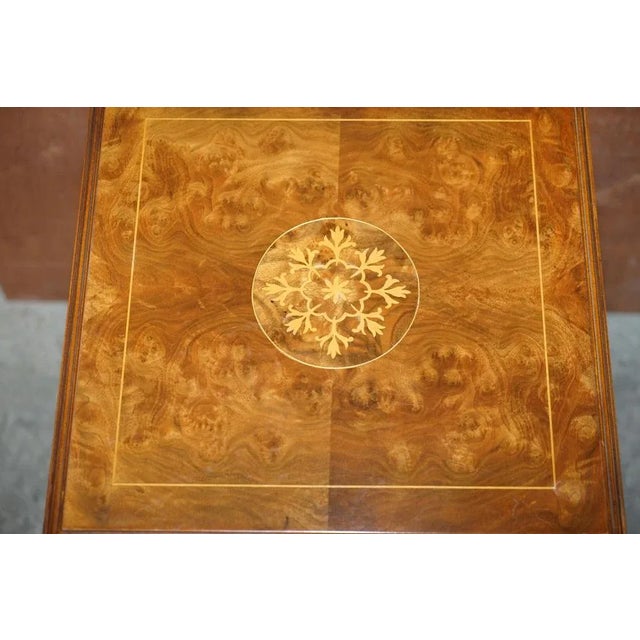 Sheraton Revival Burr Elm & Satinwood Revolving Bookcase or End Table For Sale - Image 10 of 14