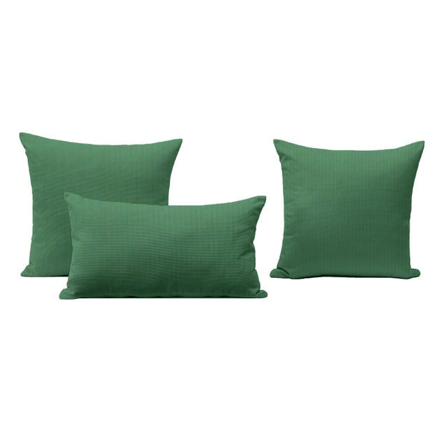 Contemporary Mint Green Outdoor Throw Pillows - Set of 3 For Sale - Image 3 of 3
