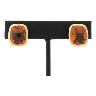 Modern Rose Gold and Citrine Clip Earrings For Sale