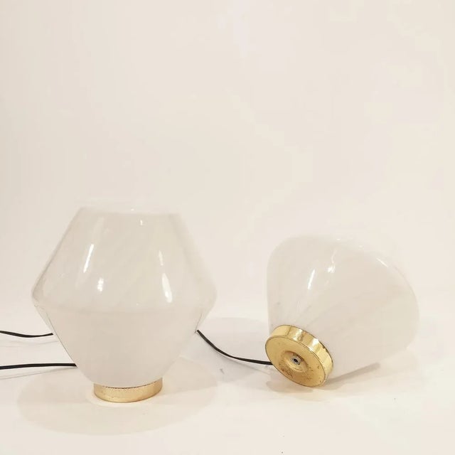 Mid-Century Modern Italian Murano Glass Lamps in the style of F. Fabbian, 1970s, Set of 2 For Sale - Image 3 of 9