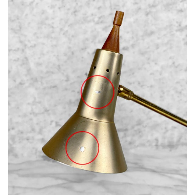 Mid-Century Modern Walnut & Brushed Gold Desk Lamp For Sale - Image 4 of 10