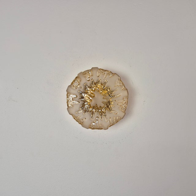 Gold Amber Glass Flush Mount from Honsel, 1960s For Sale - Image 8 of 8