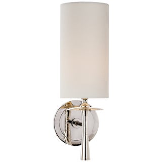 AERIN for Visual Comfort Signature Drunmore Single Sconce in Polished Nickel with Linen Shade For Sale