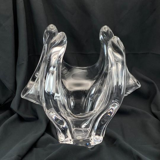 Glass Vannes Le Chatel Signed Crystal Sculpture/Centerpiece - Large, Freeform, Vintage (11”x11”x10”) Please Read For Sale - Image 7 of 18
