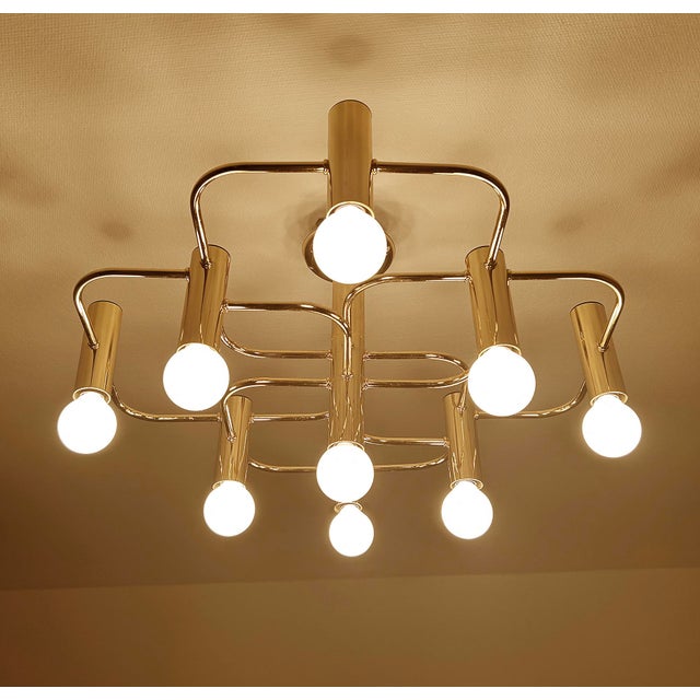 Large Space Age Gilded Ceiling Light from Leola For Sale - Image 14 of 18