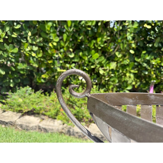Metal Vintage Wrought Iron Leaf Form Pedestal Centerpiece Bowl For Sale - Image 7 of 12