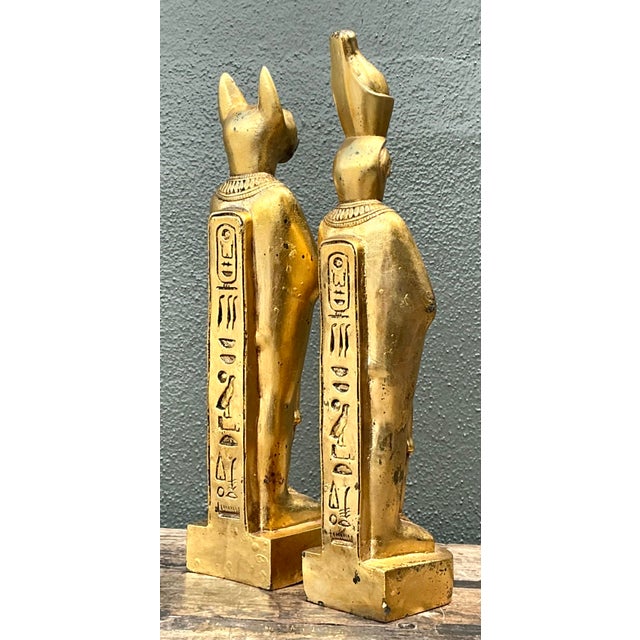 Vintage Gilt Egyptian Figurines - A Pair For Sale In West Palm - Image 6 of 12