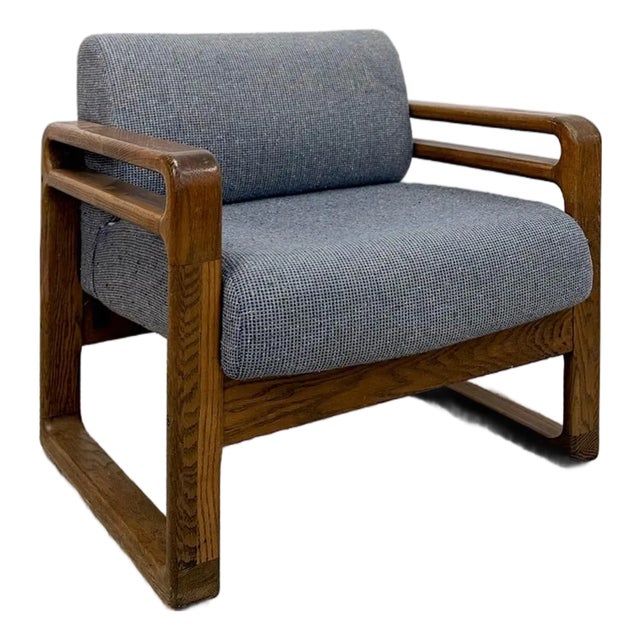 Vintage MCM Single Accent Chair Rounded Wood Arms Mid-Century Lounge For Sale
