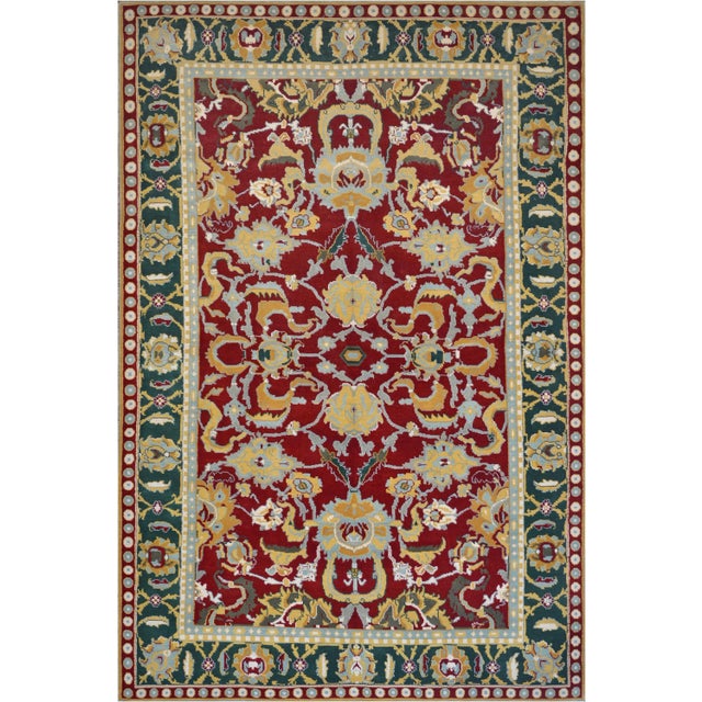 1990s Mansour Handwoven Wool Agra Rug - 6' X 9' For Sale - Image 5 of 5