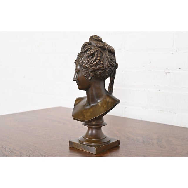 Neoclassical Tiffany & Co. Antique Bronze Bust of Diane De Poitiers For Sale - Image 3 of 10