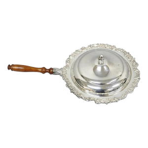 Vintage English Victorian Silver Plated Covered Chafing Dish Serving Platter