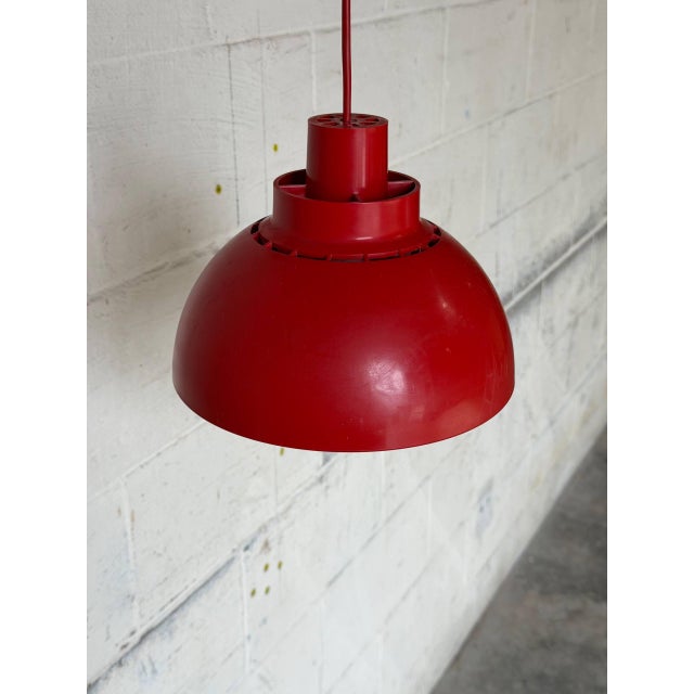 Red Red Acrylic Dome Pendant Light With Inner Diffuser Mid-Century Modern 1970s For Sale - Image 8 of 8