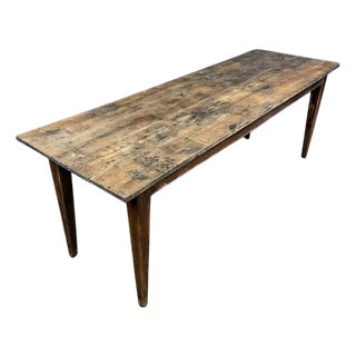 French Rustic Oak Farmhouse Dining Table For Sale