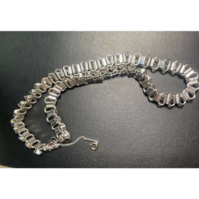Metal MCM Jewelry: Bookend Chain Crytal Necklace in the the Style of Kramer of New York For Sale - Image 7 of 7
