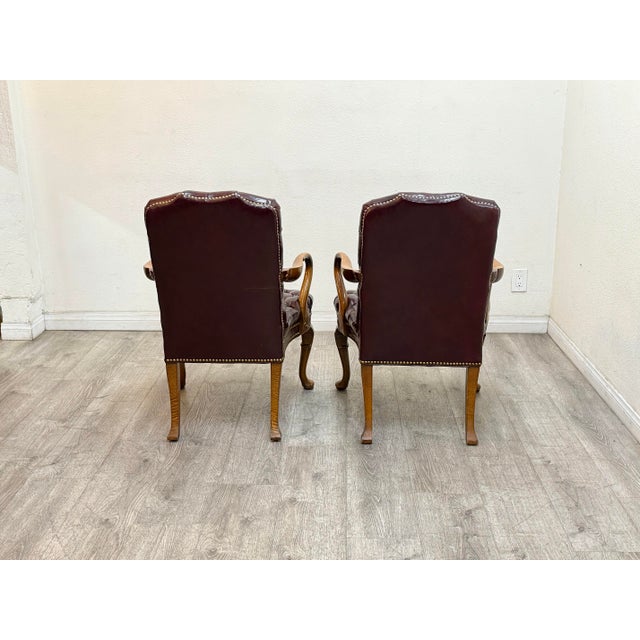 English Pair of Tufted Leather Chairs For Sale - Image 3 of 4