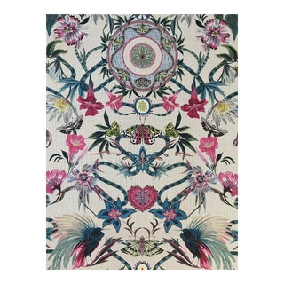 Osborne and Little Menagerie by Matthew Williamson Made in Italy Linen Blend Fabric 2 5/8 Yards For Sale