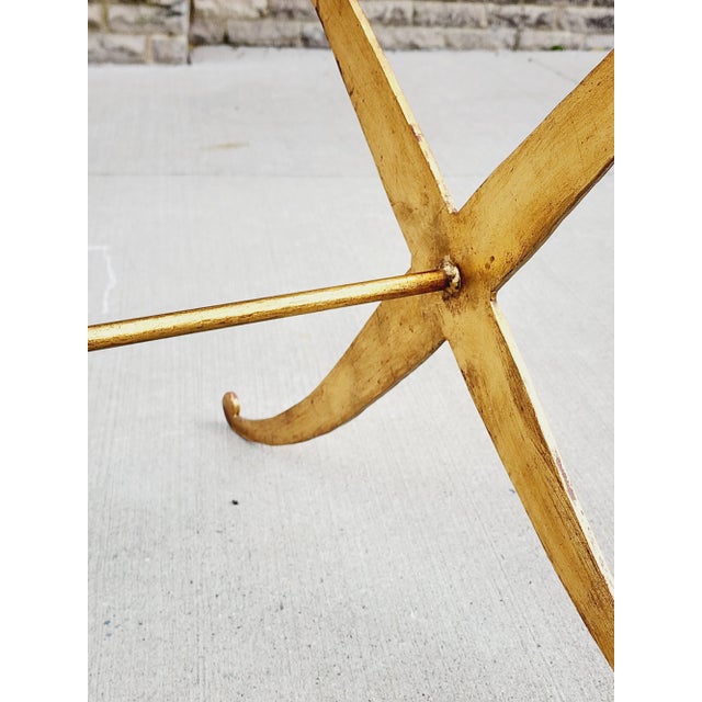 Metal World Away Klismos Metal Gold Leaf Coffee Table For Sale - Image 7 of 10