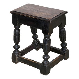 Antique 19th Century English Oak Joint Stool 18.5" H For Sale