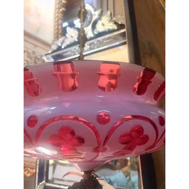 Boho Chic 19th Century Red Bohemian Glass Chandelier With Bronze For Sale - Image 3 of 13