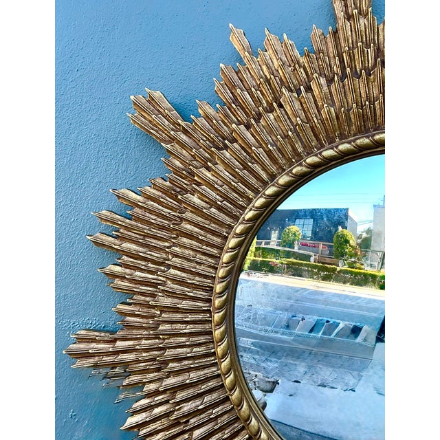 Vintage Gilt Starburst Mirror For Sale - Image 9 of 12