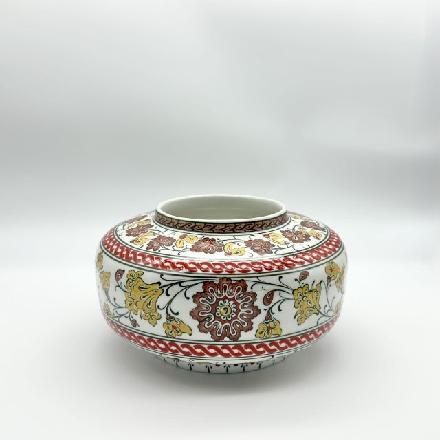 Handmade Ceramic Iznik Vase Golden Harvest Yellow and Red Floral Ginger Jar For Sale - Image 9 of 10
