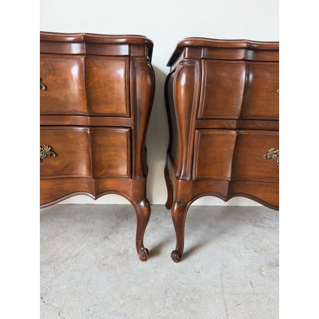 Vintage Louis XV Style French Provincial Nightstands - A Pair For Sale - Image 10 of 17