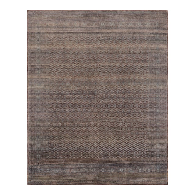 Rug & Kilim's Modern Classics Rug in Antique Mauve and Taupe Geometric Patterns For Sale