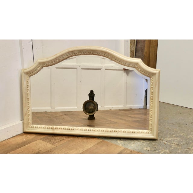 Large Carved Simulated Marble Overmantel Mirror, 1950s For Sale - Image 6 of 8