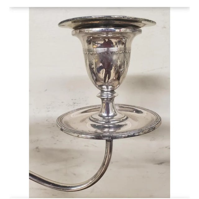 1950s 1950s Silverplate Convertible Three-Light Candelabra- a Pair For Sale - Image 5 of 6