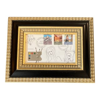 Contemporary Original Judy Henn Abstract Ink Drawing/Collage “First Day as a Painter” Framed For Sale