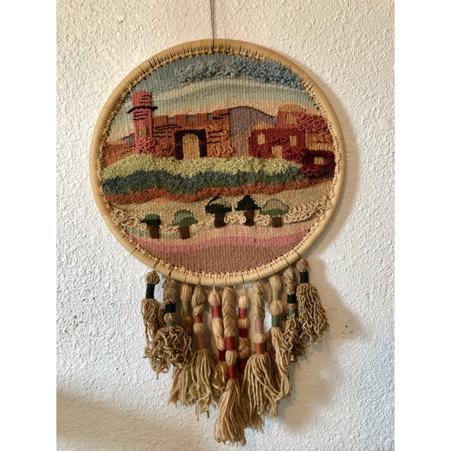 This is an artistic weaving depicting the old city of Jerusalem. Signed in Hebrew and dated verso. it is all Hand Woven....