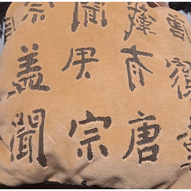 Tan 1960s Mid-Century Velvet Silk Cushion Pillow For Sale - Image 8 of 9