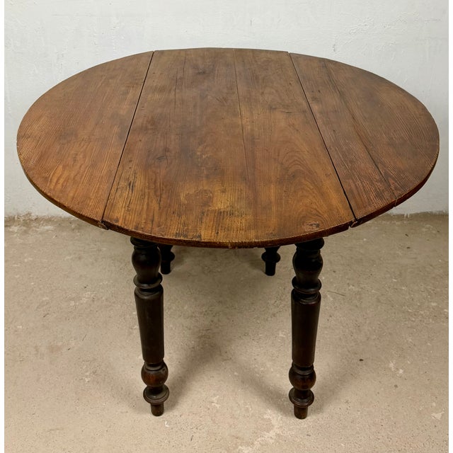 Spanish Wood Drop-Leaf Dining Table with Turned Legs, 1920 For Sale - Image 10 of 15