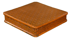 Antique Square Box with Geometric Floral Decoration, 1800s