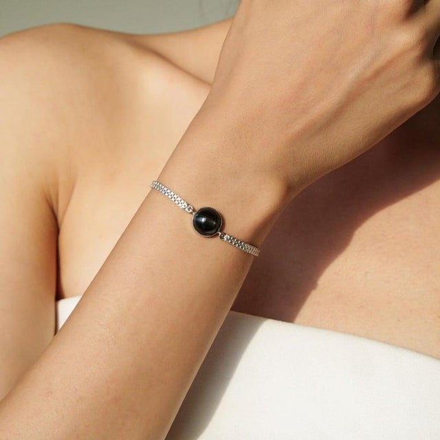Retro 7.6 Carats Black Star Gemstone Bracelet in 925 Silver For Sale - Image 11 of 15