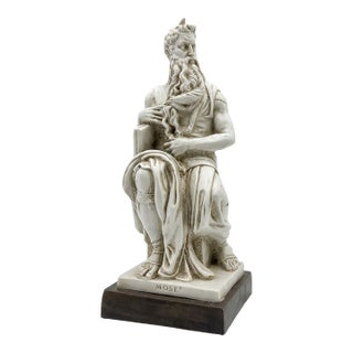 Grand Tour Revival St. Vintage Classical Painted Moses Figure After Michelangelo For Sale