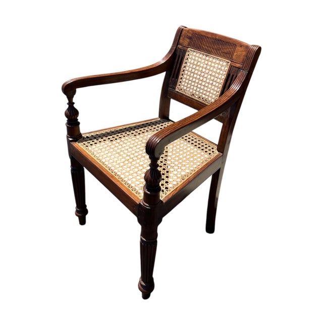 19th Century Pair of Anglo Indian Hand Carved Padouk Armchairs For Sale In Tampa - Image 6 of 15