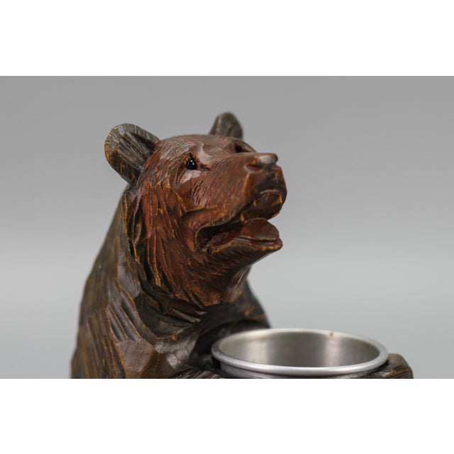 Hand-Carved Black Forest Bear with Aluminum Pot, 1920s For Sale - Image 4 of 18