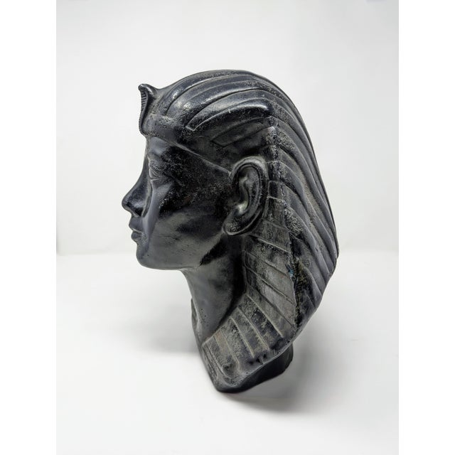 Metal Antique Egyptian Revival Cast-Metal Pharaoh Bust For Sale - Image 7 of 9