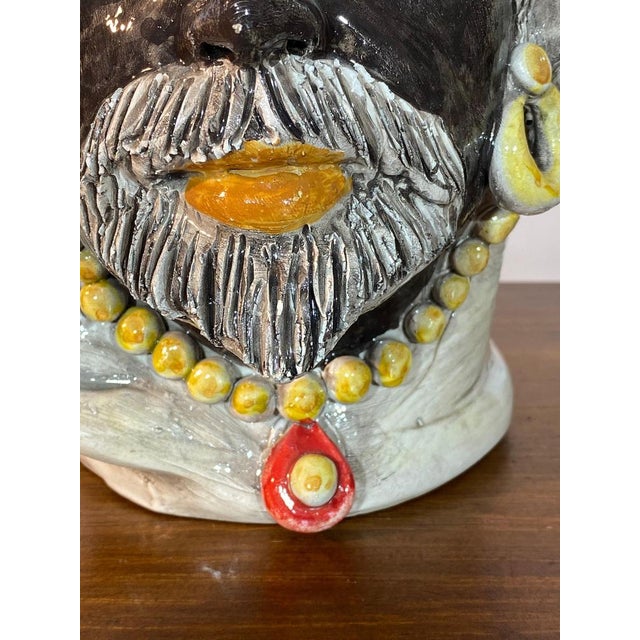 Sicilian Ceramic Heads from Caltagirone, Set of 2 For Sale - Image 9 of 18